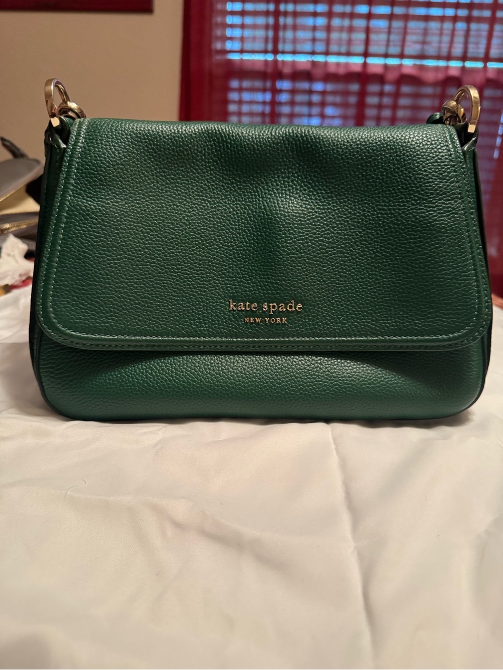kate spade Green Pebbled Leather Shoulder Bag with Gold Hardware